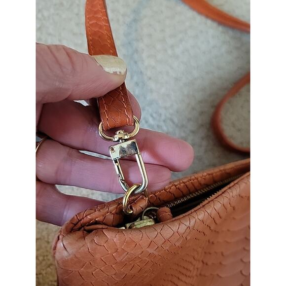 Gigi New York Embossed Leather Crossbody Bag Orange - Picture 7 of 14